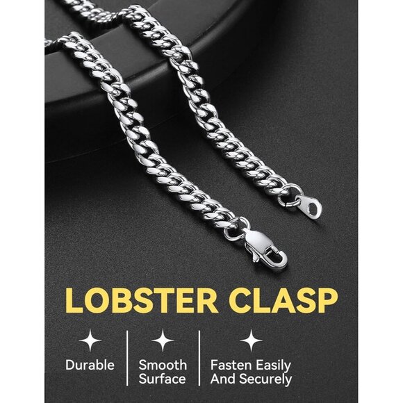 Miami Cuban Link Chain Necklace for Men Stainless Steel or Gold Plated Hip Hop - Picture 3 of 9